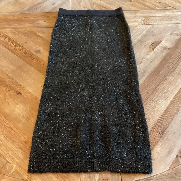 Tuckernuck Black Tinsel Shimmer Midi Pencil Skirt Small NWT Holiday Party Glam - Picture 2 of 8